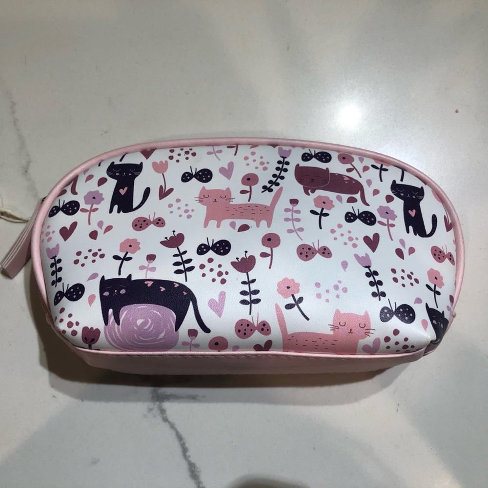Cute Pink Mini Pouch with Cats